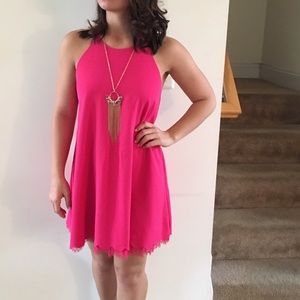 Halter/open back shift dress